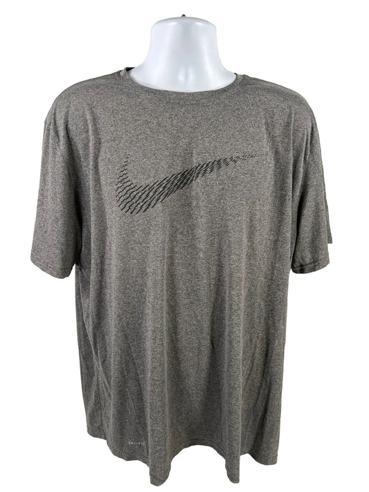 Nike Men's Gray Dri-Fit Graphic Logo Short Sleeve Athletic Shirt - XXL