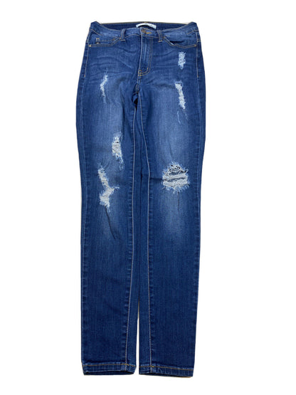 KanCan Women's Dark Wash Distressed Skinny Stretch Denim Jeans - 5