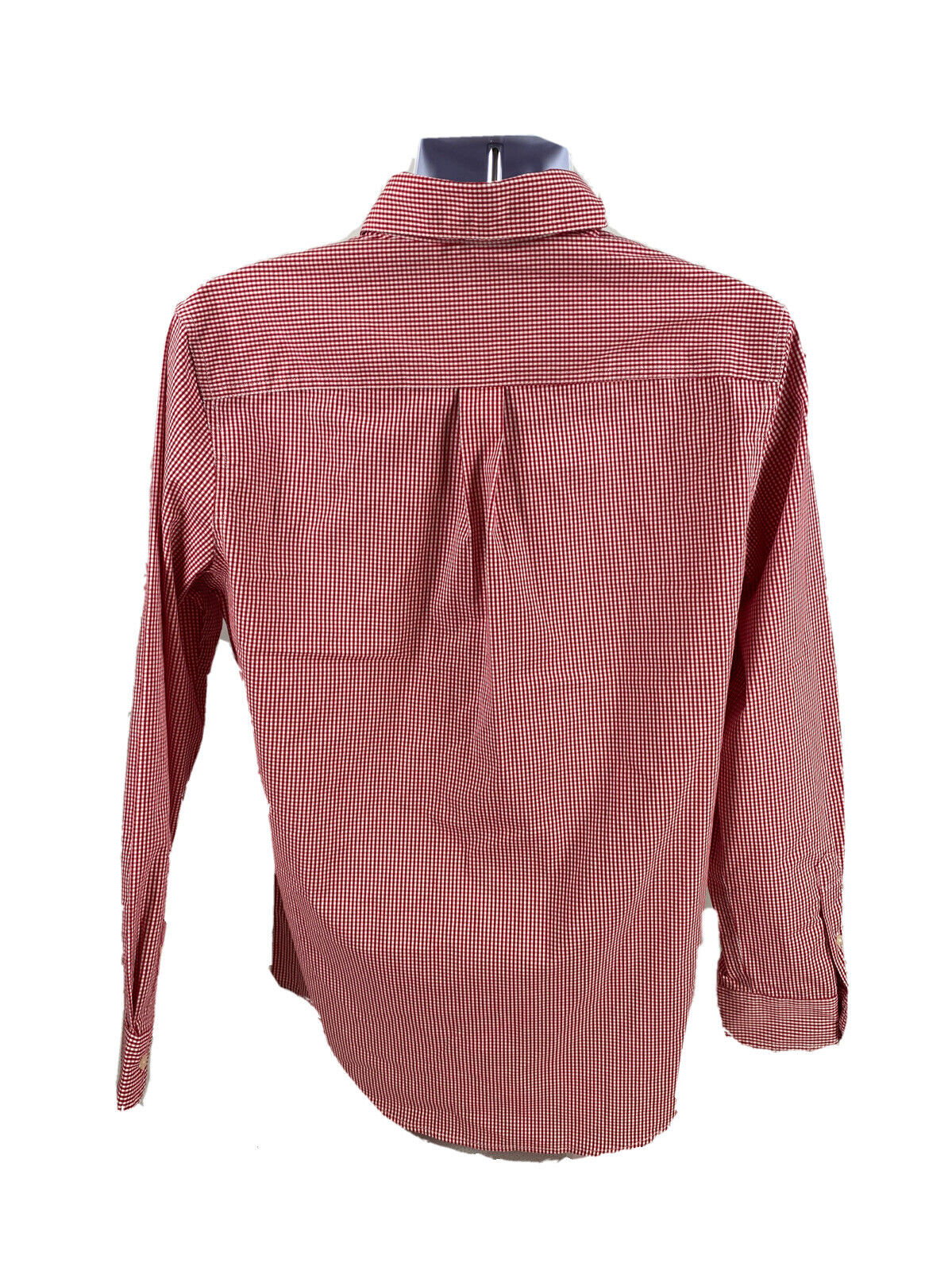 NUEVA camisa informal con botones y botones de fácil cuidado, elástica, a cuadros, roja, de Chaps para hombre - S