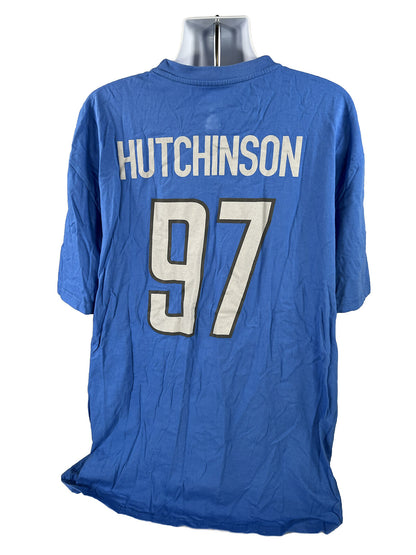 Fanatics Mens Blue Detroit Lions 97 Hutchinson Short Sleeve T-Shirt -2XLT