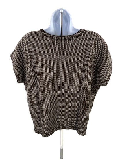 Chris Triola Women's Black/ Brown Cotton Short Sleeve Shell Sweater - S