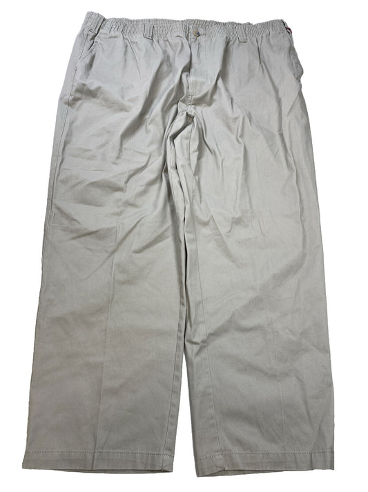 NEW Harbor Bay Men's Beige Elastic Waist Chino Pants - 2XL