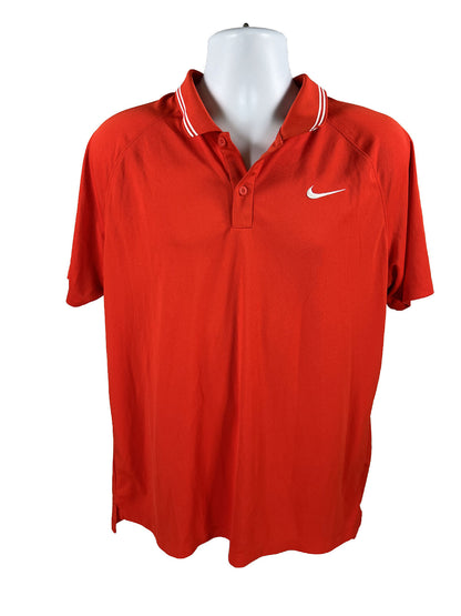 Nike Men's Red Dri-Fit Short Sleeve Golf Polo Shirt - L