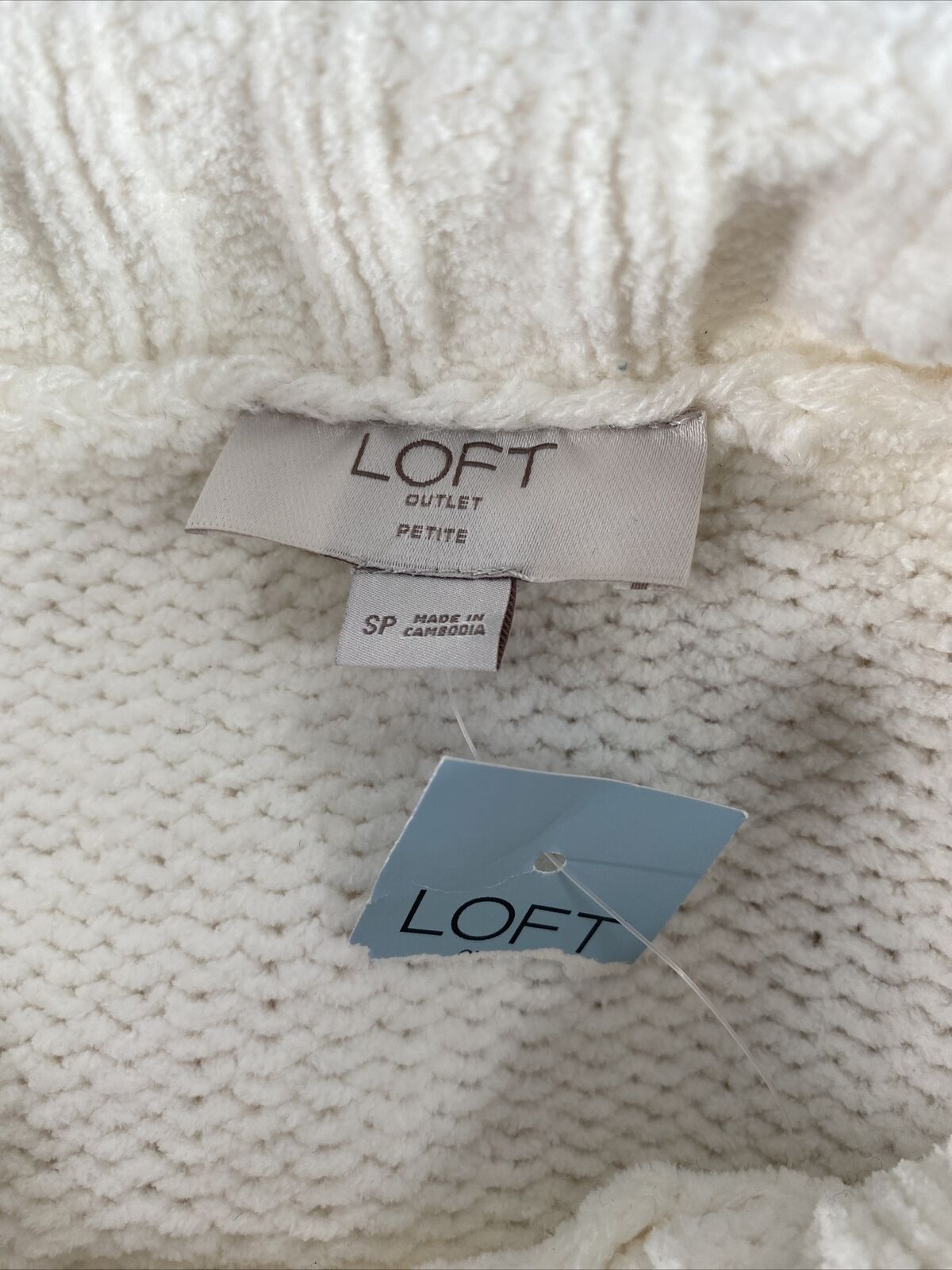 NEW LOFT Suéter de manga larga con cuello alto de punto blanco para mujer - S Petite