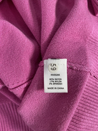 NUEVO Express Suéter tipo cárdigan rosa con un botón y manga 3/4 para mujer - M