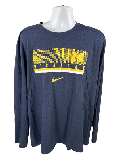 Nike Camiseta de manga larga azul de la Universidad de Michigan Wolverines para hombre - XXL
