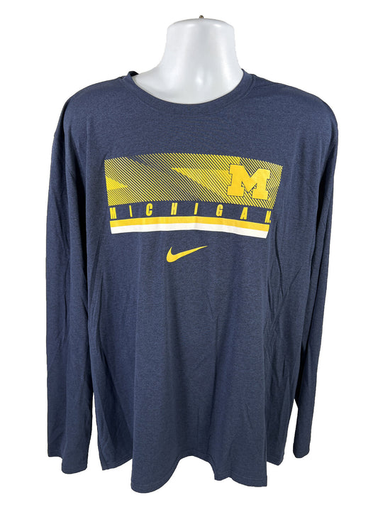 Nike Men's Blue University of Michigan Wolverines Long Sleeve Shirt - XXL