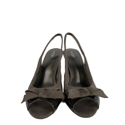 East 5th Women's Gray Fabric Slingback Peep Toe Heels - 8M