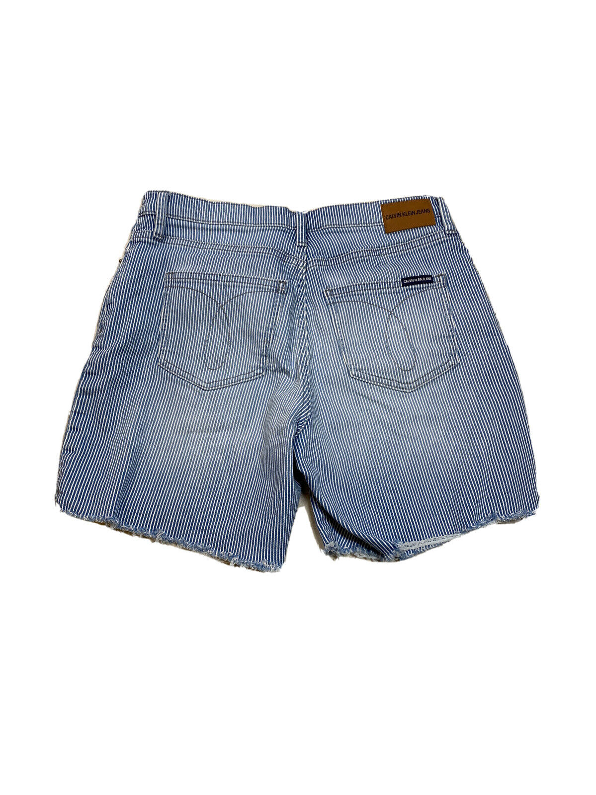Calvin Klein pantalones cortos de talle alto a rayas azules/blancos para mujer - 6