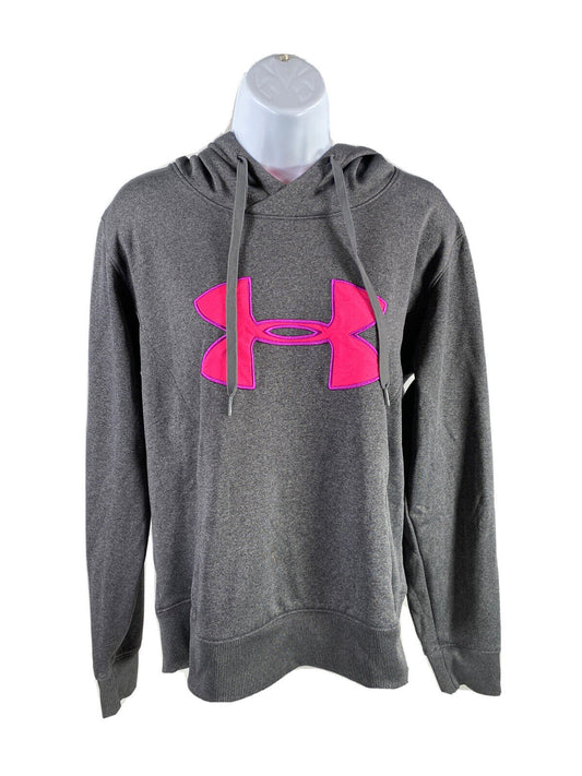 Under Armour Women's Gray/Pink ColdGear Semi Fitted Pullover Hoodie - L