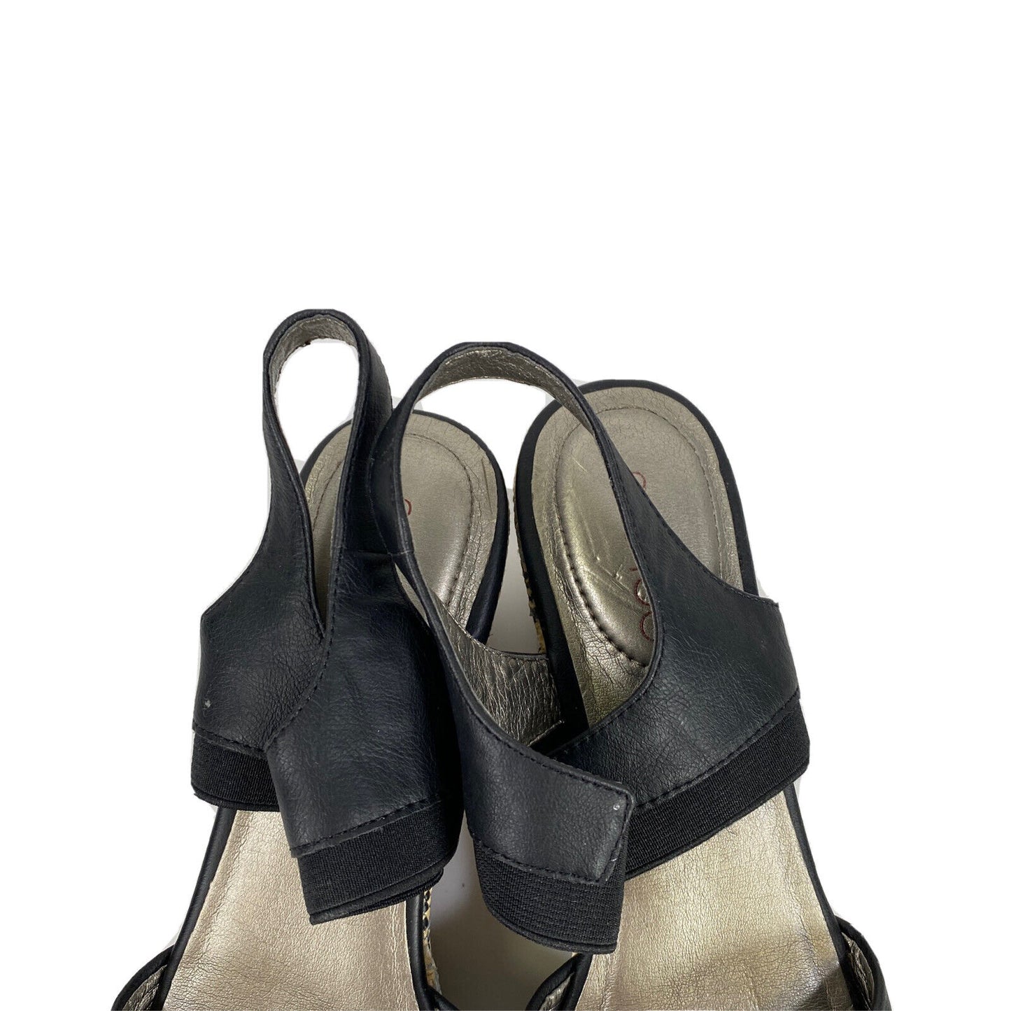 Me Too Women's Black Synthetic Platform Wedge Sandals - 8 M