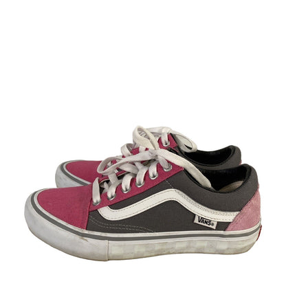 Vans Pro Mens Gray/Pink Canvas Lace Up Skateboard Sneakers - 5