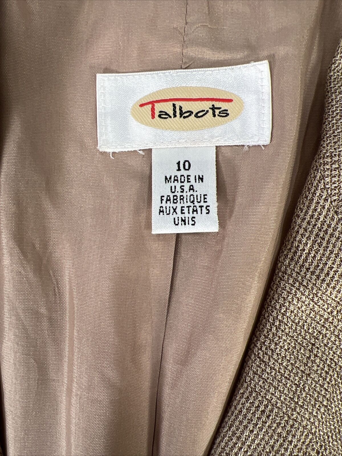 Talbots Women's Beige Wool Button Front Blazer Jacket - 10
