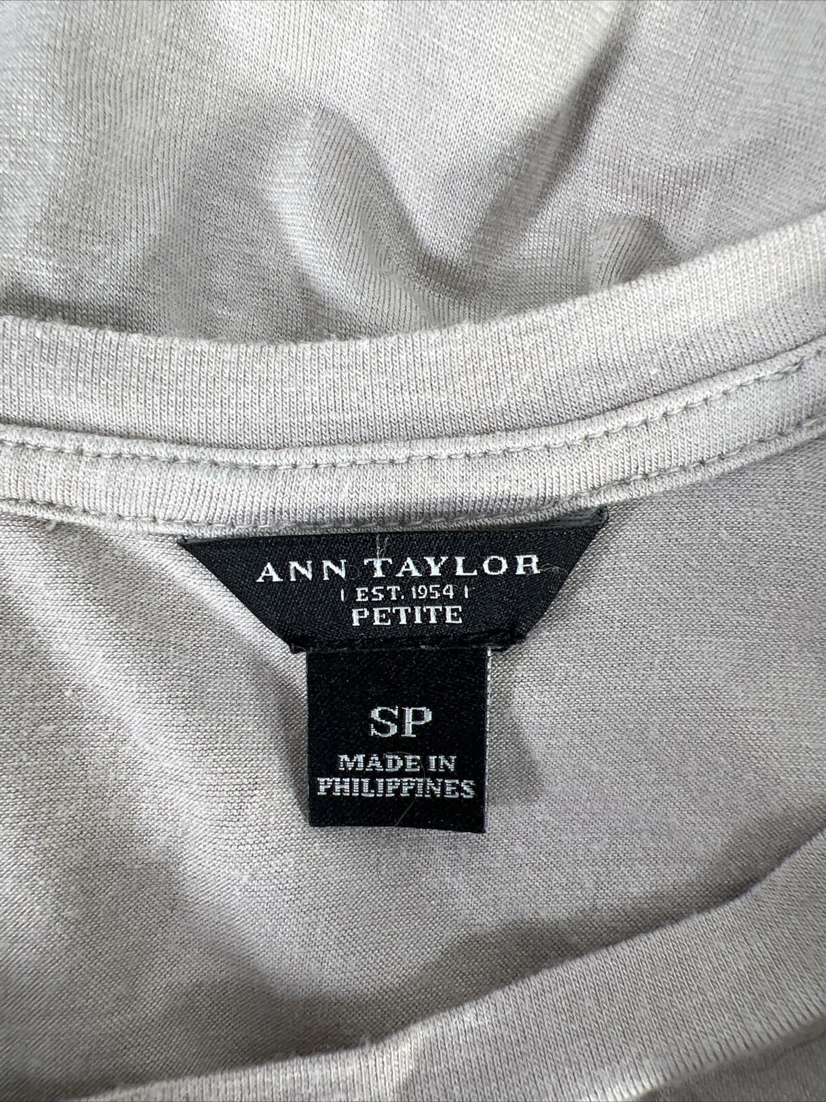 Ann Taylor Camiseta gris de manga corta para mujer - S Petite