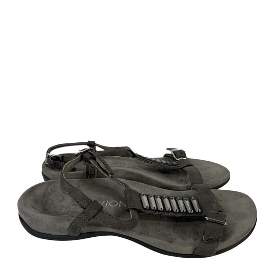 Vionic Women's Gray Ankle Strap Sandals - 8