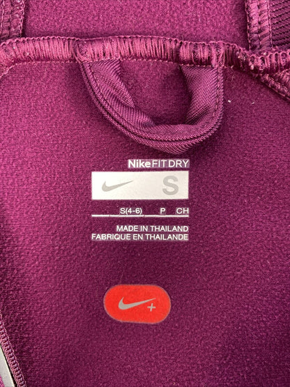 Nike Camiseta deportiva con capucha y manga larga para mujer, color morado, talla S