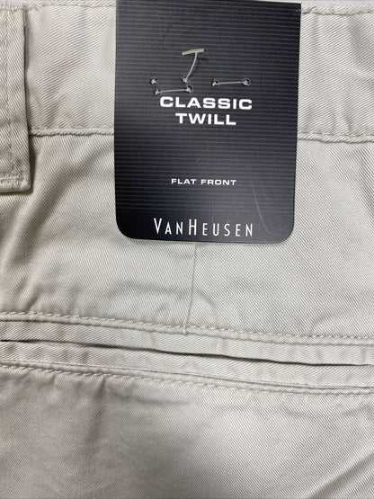 NEW Van Heusen Men's Beige Cotton Classic Twill Shorts - 34