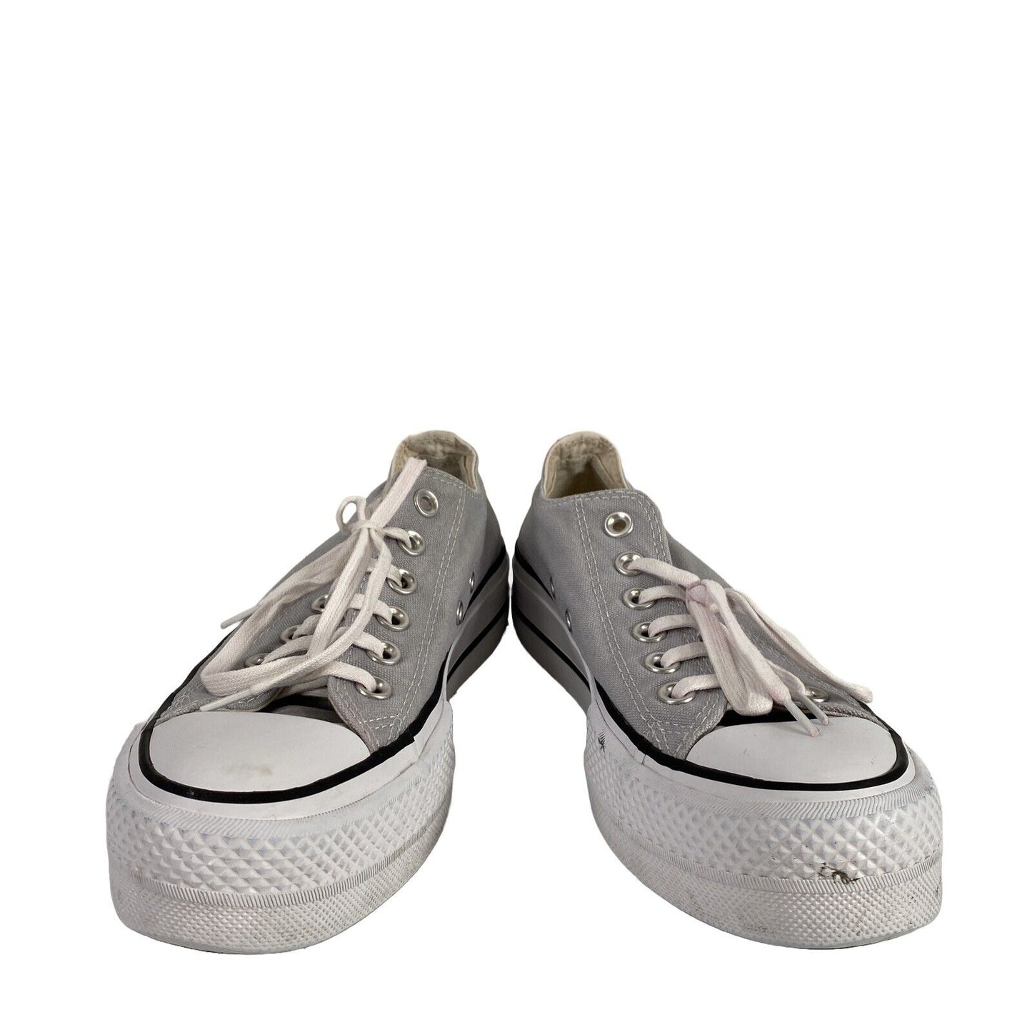 Converse All Star Women's Gray Canvas Lace Up Platform Sneakers - 6