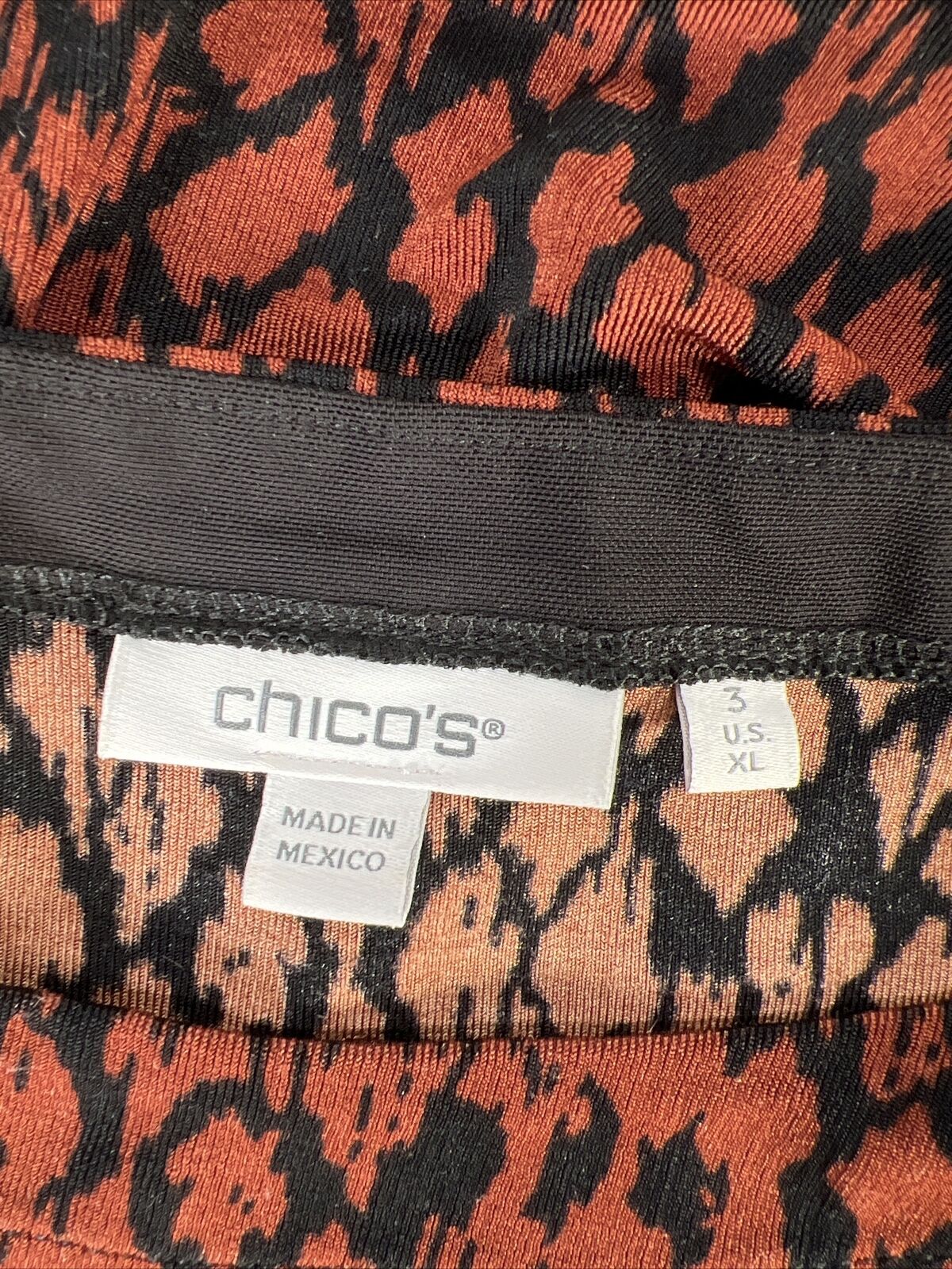Chico's Blusa de manga 3/4 de color naranja oscuro para mujer - 3/US XL