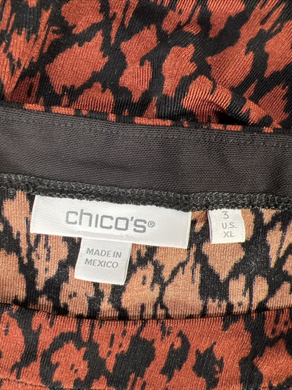 Chico's Women's Dark Orange 3/4 Sleeve Top Blouse - 3/US XL