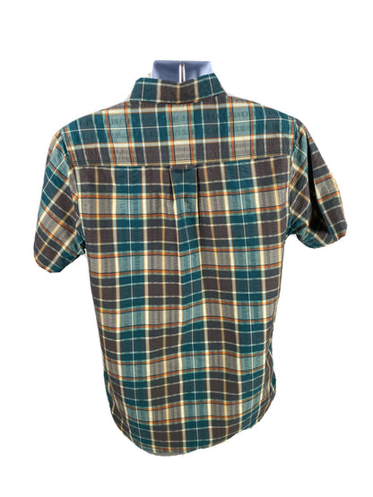The North Face Men's Blue Plaid Short Sleeve Nylon Button Up Shirt - L