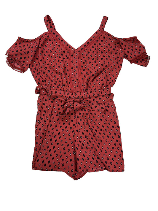 Abercrombie and Fitch Women's Red Cold Shoulder Romper - XS Petite