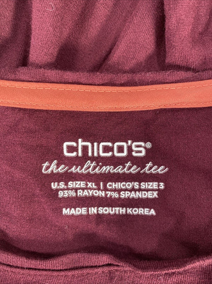 Chico's Women's Red Long Sleeve Ultimate Tee T-Shirt - 3/XL
