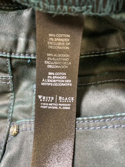 White House Black Market Women's Dark Green Coated Skimmer Jeans - 8