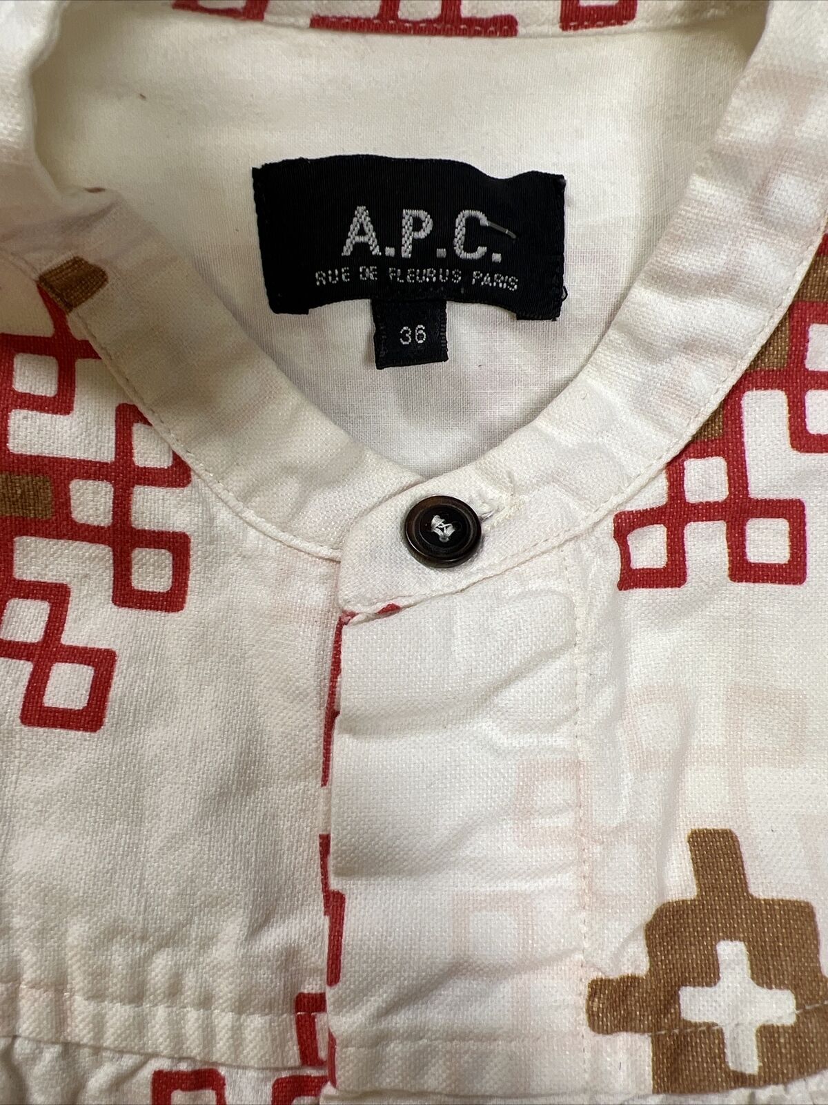 APC Women's White/Red Short Sleeve Button Up T-Shirt Dress - 36/ US 6