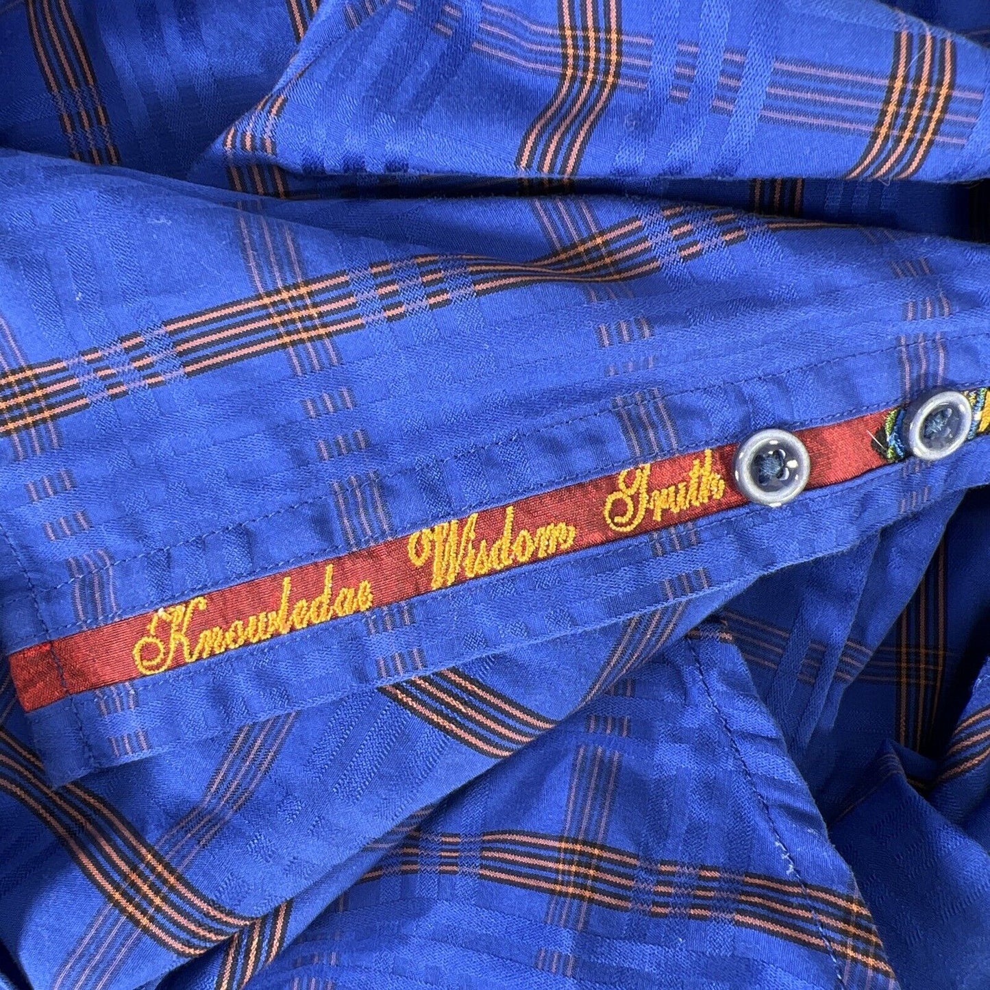 Camisa con botones de manga larga azul/naranja de Robert Graham para hombre - 3XL