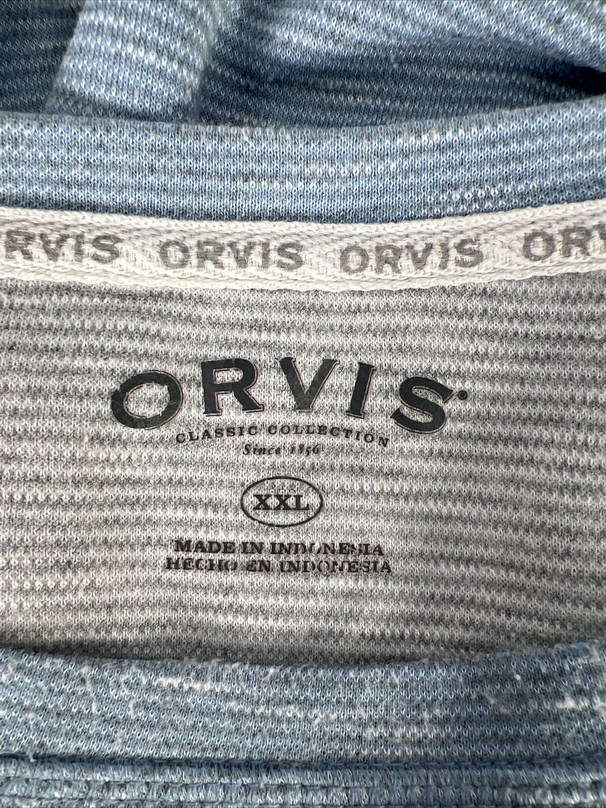 Orvis Sudadera fina de algodón de manga larga a rayas azules para hombre - XXL