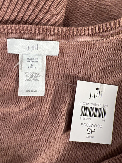 NUEVO Suéter tipo túnica rosa palo de rosa de manga larga de J. Jill para mujer - Petite S