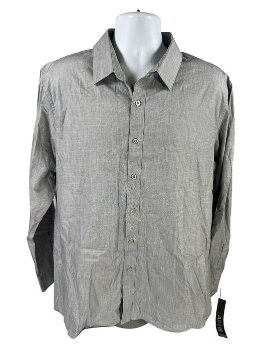 NUEVO Apt.9 Camisa informal gris con botones y corte entallado para hombre - XL