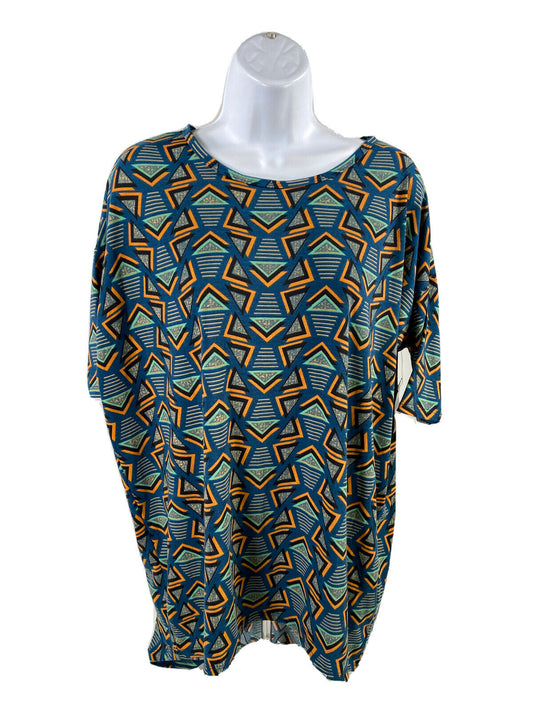 NEW LuLaRoe Women's Blue Geometric Short Sleeve Irma T-Shirt - XS