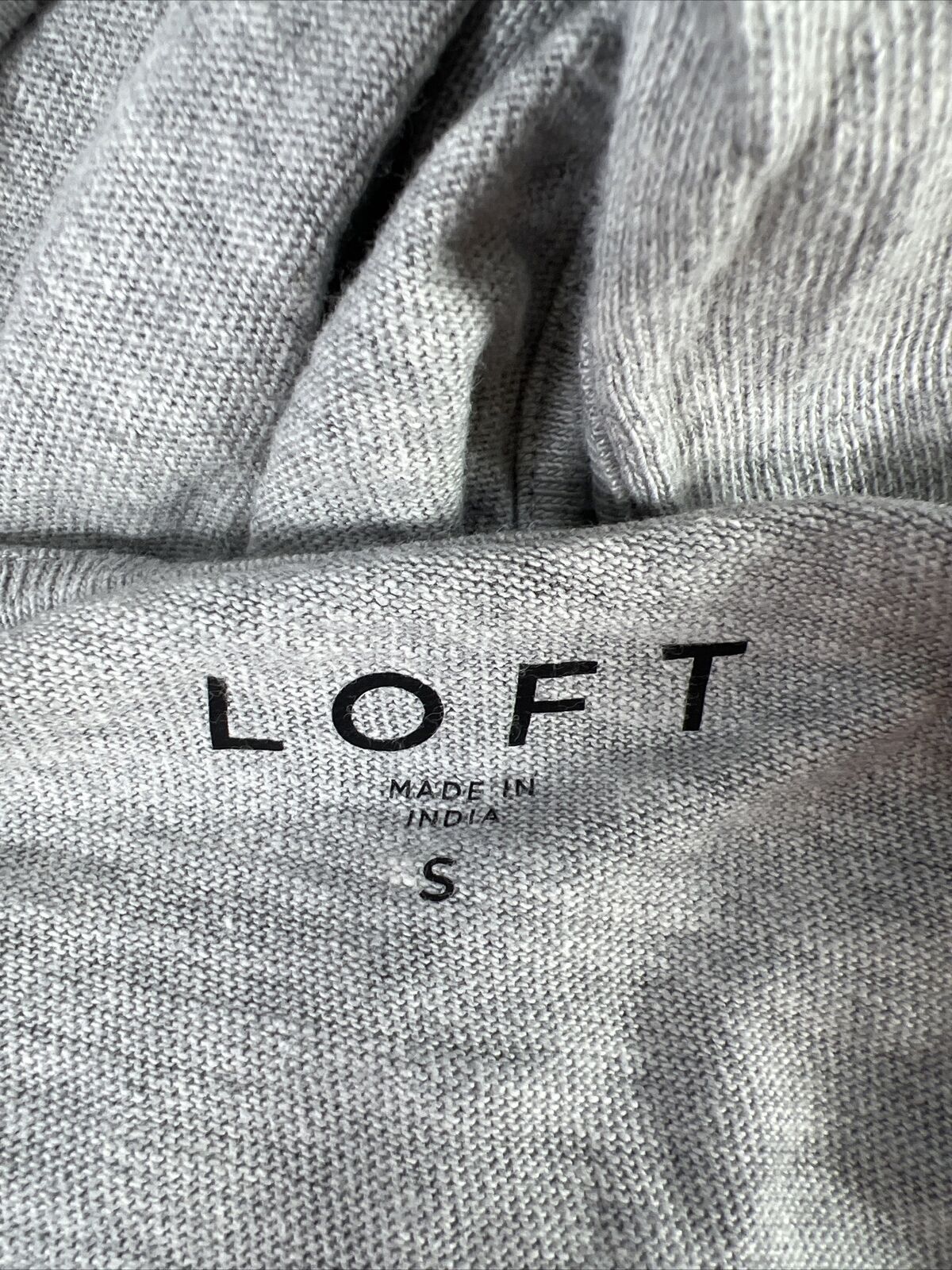 NEW LOFT Camisa gris con capucha de punto fino de manga larga para mujer - S