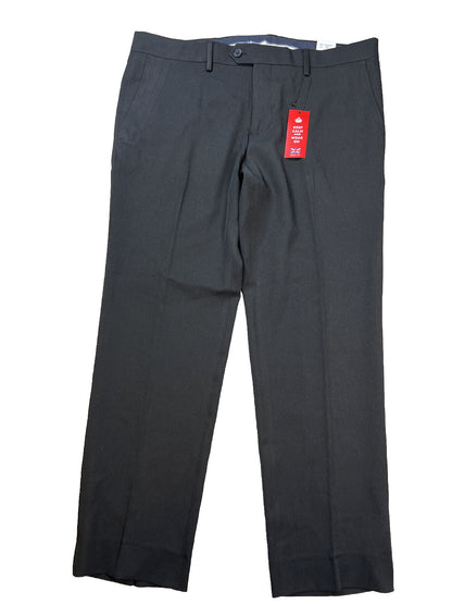 NUEVO Pantalón de vestir de pierna recta negro para hombre de The Savile Row Company - 38X30