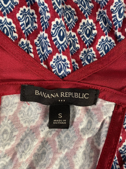 Banana Republic Camiseta sin mangas con espalda cruzada roja/azul para mujer - S