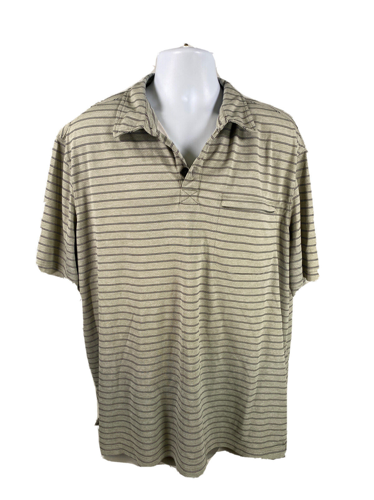 Duluth Trading Co Men's Gray Striped Polyester/Nylon Polo Shirt - XL