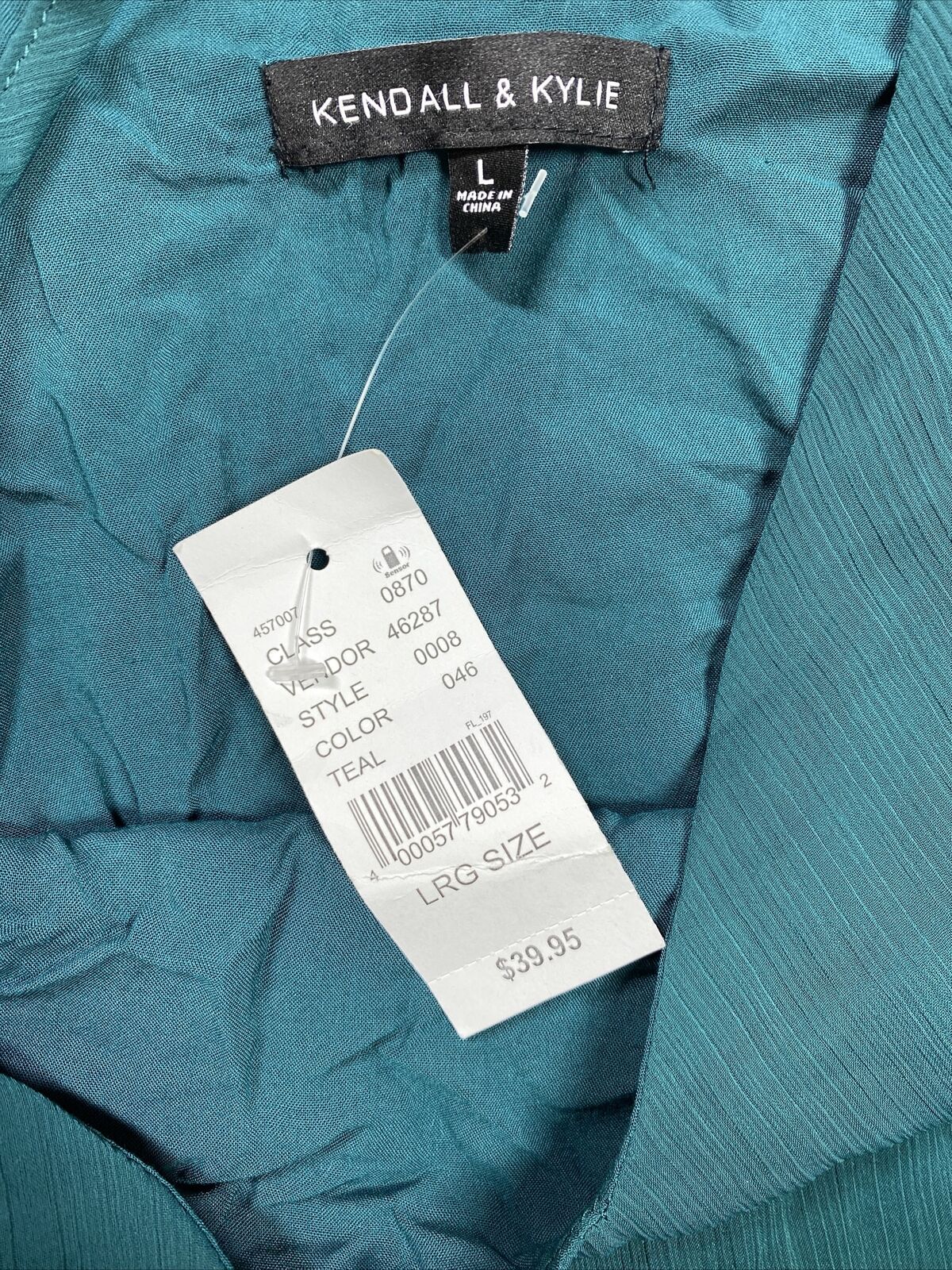 NUEVO Vestido lencero transparente con forro y mangas azules de Kendall &amp; Kylie para mujer - L