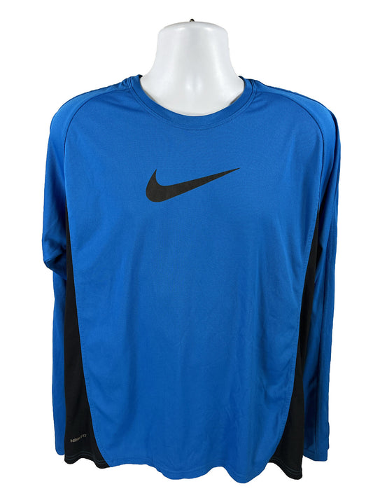 Nike Men's Blue Fit Dry Long Sleeve Athletic Shirt - L