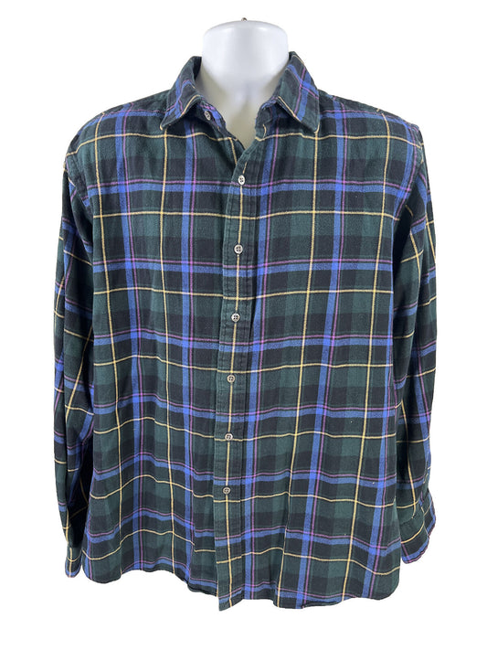 Polo Ralph Lauren Camisa con botones de franela Regent a cuadros verdes para hombre - XL
