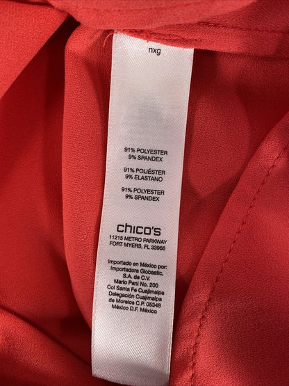 Chico's Women's Pink Cap Sleeve Zip Back Blouse Top - 0/US S