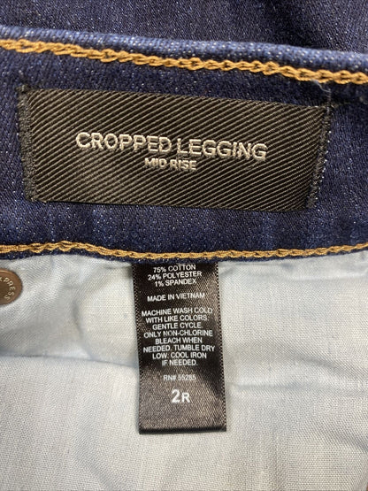 Express Jeans tipo legging recortados de talle medio y lavado oscuro para mujer - 2 R