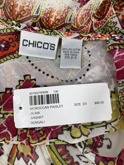 NEW Chico's Women's Multi-Color Sheer Kimono Wrap Top - 2/3 US L/XL
