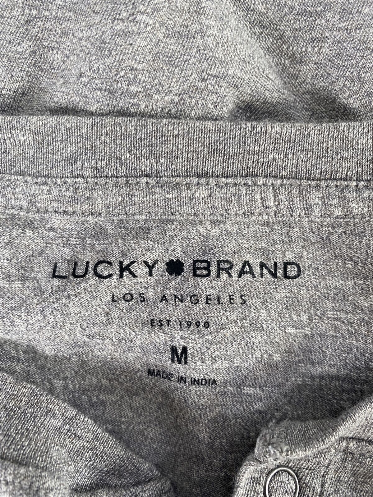 Lucky Brand Camiseta Henley de manga larga gris para hombre - M