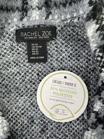 NUEVO Rachel Zoe Chaqueta estilo suéter suave y acogedora a cuadros gris para mujer - XS