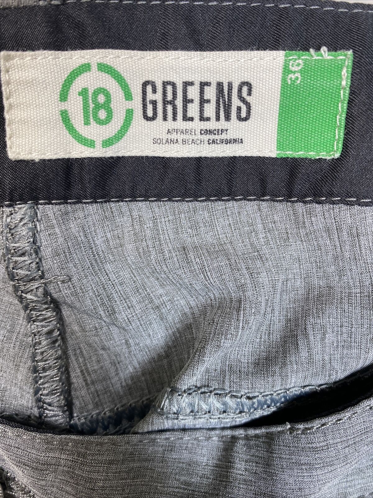 18 Greens Men's Gray Lightweight Polyester Activewear Pants Sz 36