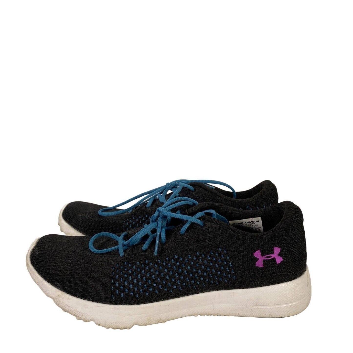 Under Armour Women's Black/Blue Rapid Mesh Lace Up Running Shoes - 8