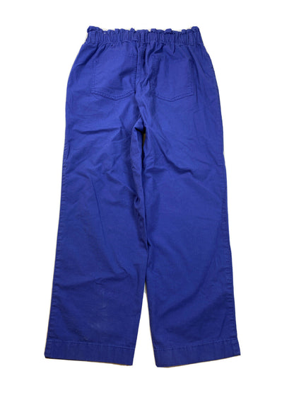 LOFT Women's Blue Pull On High Rise Straight Paperbag Pants - M