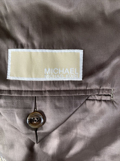 Michael Kors Men's Brown Wool Houndstooth 3 Button Sport Coat - 44R
